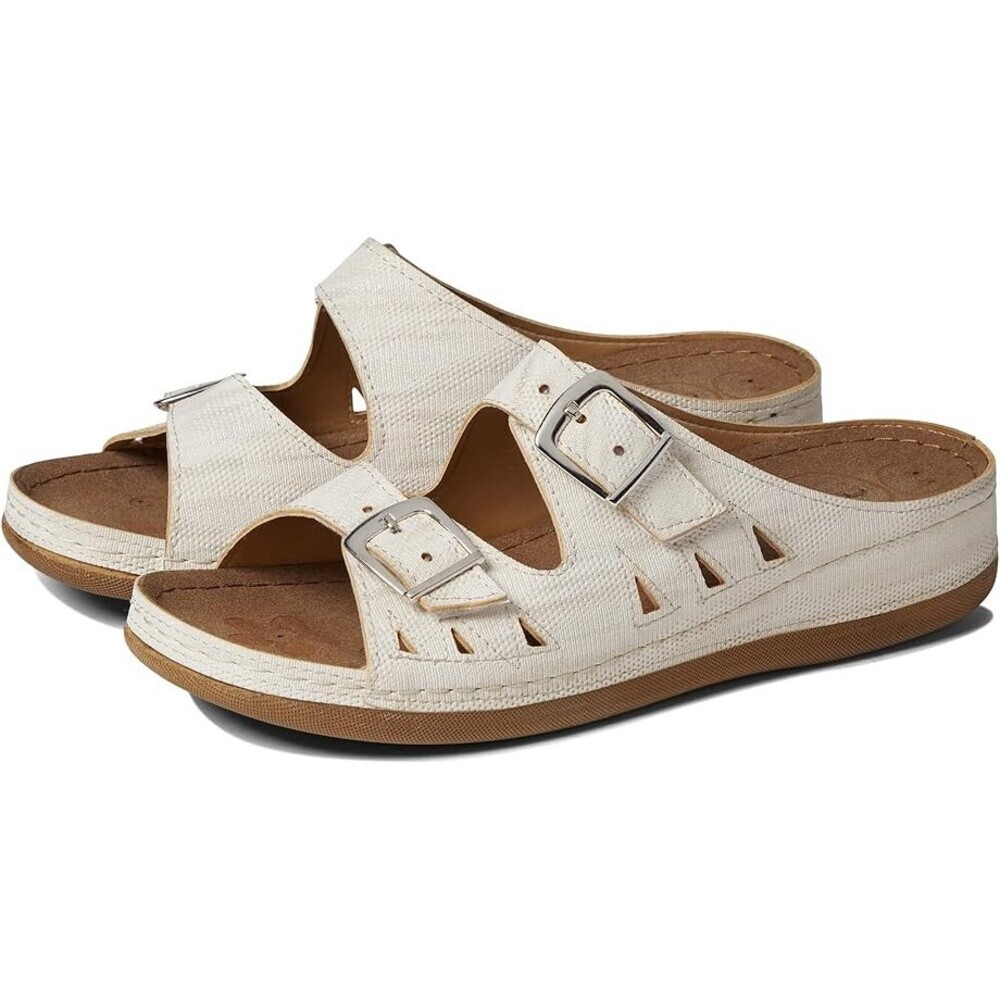 Flexus Samuella Sandals Women's 9 Beige Adjustable Strap Comfort Slip-On ZPO121